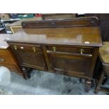 20th century oak sideboard with moulded beaded and galleried back, rectangular top with moulded edge