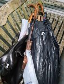 Quantity of walking sticks, Japanese-style parasol, vintage umbrella, etc (2 bags)