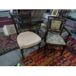 Two bedroom chairs with turned and fluted legs to peg feet (2)