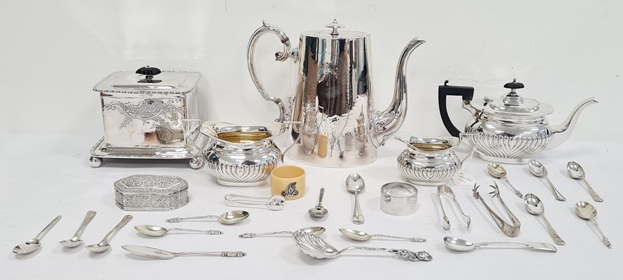 Small collection of silver-plated items to include teapot, hot water pot, flatware, wafer barrel, - Image 2 of 2