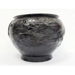 Japanese bronze jardiniere, ovoid with embossed dragon, 23cm high  Condition ReportThere is a