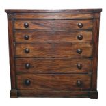 19th century mahogany chest of five long graduated drawers, on plinth base, 122.5cm x 122cm