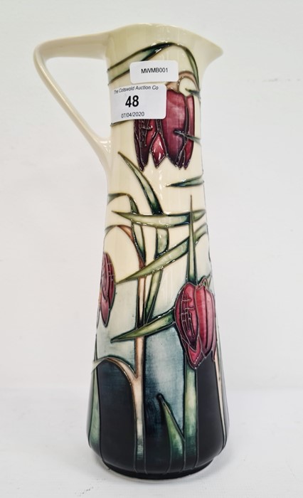 Moorcroft ewer, cream ground with pink fritillary, signed ‘Philip Gibson 2001’, 24cm high - Image 3 of 6