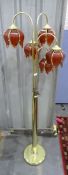 Five light and brass floor lamp