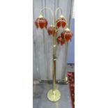 Five light and brass floor lamp