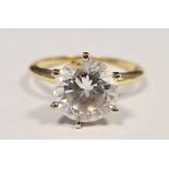 14ct gold and white stone solitaire dress ring