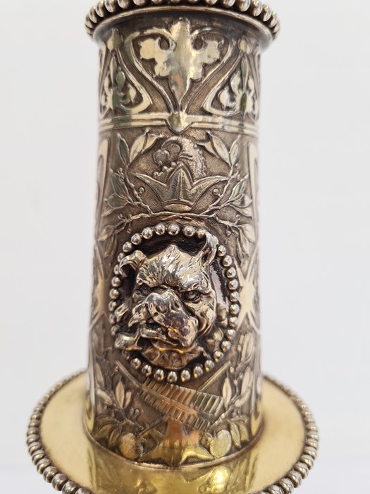 Victorian silver-gilt and glass Punch wine decanter by John Hunt and Robert Roskell, the stopper - Image 3 of 19