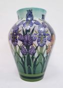 Dennis Chinaworks earthenware vase designed by Tuffin, ovoid, pale blue ground and decorated with