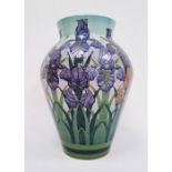 Dennis Chinaworks earthenware vase designed by Tuffin, ovoid, pale blue ground and decorated with