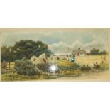 C Masters Pair watercolour drawings  Rural scenes, women harvesting sheaves of corn and a woman