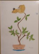 Pam Ayres Watercolour drawing  "Dog Rose", signed lower right, 58cm x 40cm, framed  After Joe
