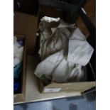 Quantity of bed linen, assorted textiles, knitting wool, etc (6 boxes)