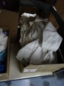 Quantity of bed linen, assorted textiles, knitting wool, etc (6 boxes)