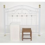 Headboard, a string-topped stool and a laundry basket (3)