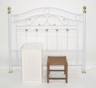 Headboard, a string-topped stool and a laundry basket (3)