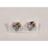 Pair of morganite studs, in silver