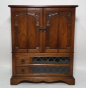 20th century oak cabinet with bi-fold doors and another cabinet (2)