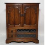 20th century oak cabinet with bi-fold doors and another cabinet (2)