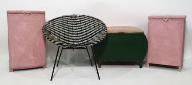 Two linen baskets, an ottoman and a low chair (4)