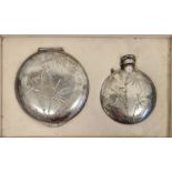 Eastern white metal lady's compact and scent bottle decorated with bamboo Condition ReportThere