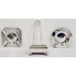 Pair of Victorian silver sugar nips by John Walton, Newcastle 1850, two silver ashtrays and a