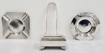 Pair of Victorian silver sugar nips by John Walton, Newcastle 1850, two silver ashtrays and a