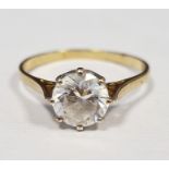 9ct gold and white stone solitaire dress ring