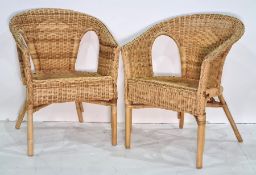 Four wicker and cane chairs (4)