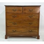 19th century walnut and satinwood banded chest of two short over three long drawers, bracket feet,