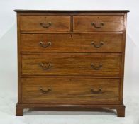 19th century walnut and satinwood banded chest of two short over three long drawers, bracket feet,