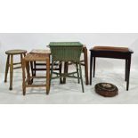 Assorted miscellaneous furniture to include stools and sewing basket (9)
