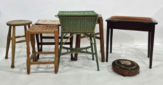 Assorted miscellaneous furniture to include stools and sewing basket (9)