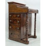 19th century walnut davenport desk, 58.5cm x 90cm