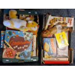 Two boxes of assorted games to include Boggle, etc (2 boxes)