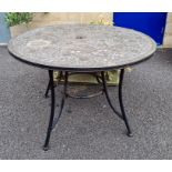 Circular topped mosaic garden table Condition Report