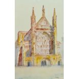 A G Antoniou (contemporary) Watercolour  "Winchester Cathedral", signed lower right and dated 19/