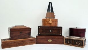 19th century mahogany sarcophagus-shaped tea caddy and various further boxes (7)