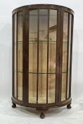 Early 20th century bowfront display cabinet with glass shelves