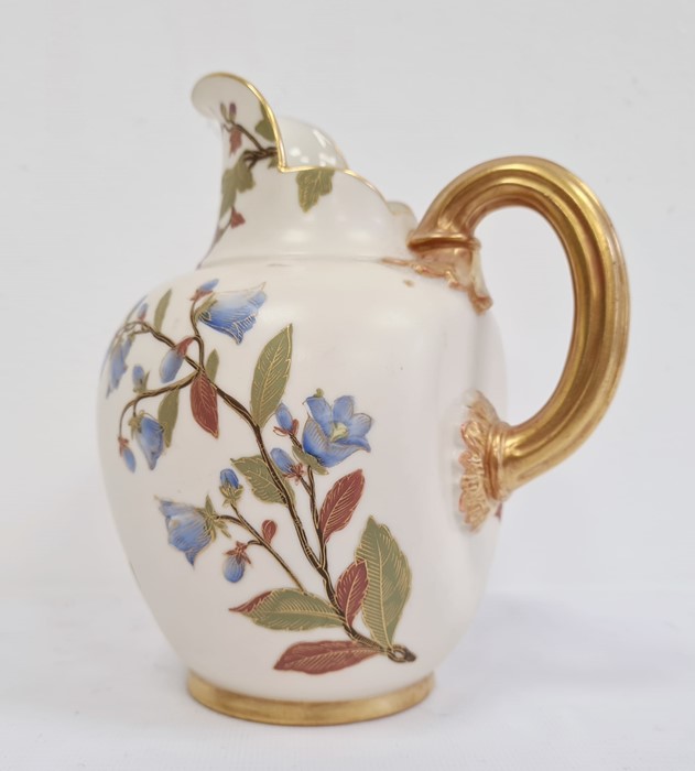 Royal Worcester ivory ground jug, printed puce marks, shape number 1094, date code for 1888, painted