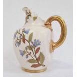 Royal Worcester ivory ground jug, printed puce marks, shape number 1094, date code for 1888, painted