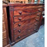 19th Century mahogany chest of five long graduated drawers, on plinth base, 122.5cm x 122cm