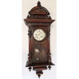 20th century, Vienna Regulator type wall clock in mahogany case