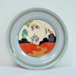 Hand-painted 'Bizarre' pattern plate, Tulips pattern, by Clarice Cliff, 23cm Condition ReportIn good