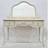 Modern cream-painted dressing table and a nest of three oak coffee tables (2)