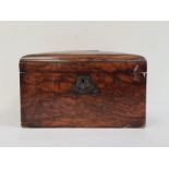 19th century figured walnut sewing box and contents, 19cm x 30cm  Condition ReportSee attached