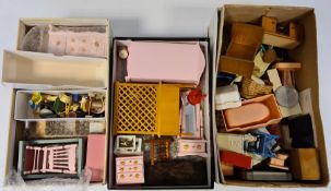 Quantity of mid 20th century plastic and wooden doll's house furniture and accessories to include