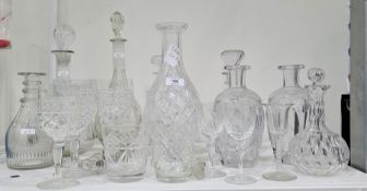 Four glass decanters and stoppers and sundry cut glass