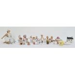 Collection of continental porcelain crinoline ladies and half-figures, pierced for mounting, a