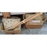 Longcase clock parts and faces, including one marked 'Haviland Cirencester'