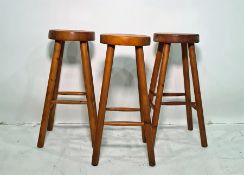 Three pine bar stools (3)